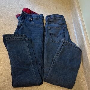 2 pairs Levi's Dark Blue Jeans with Red Waistband